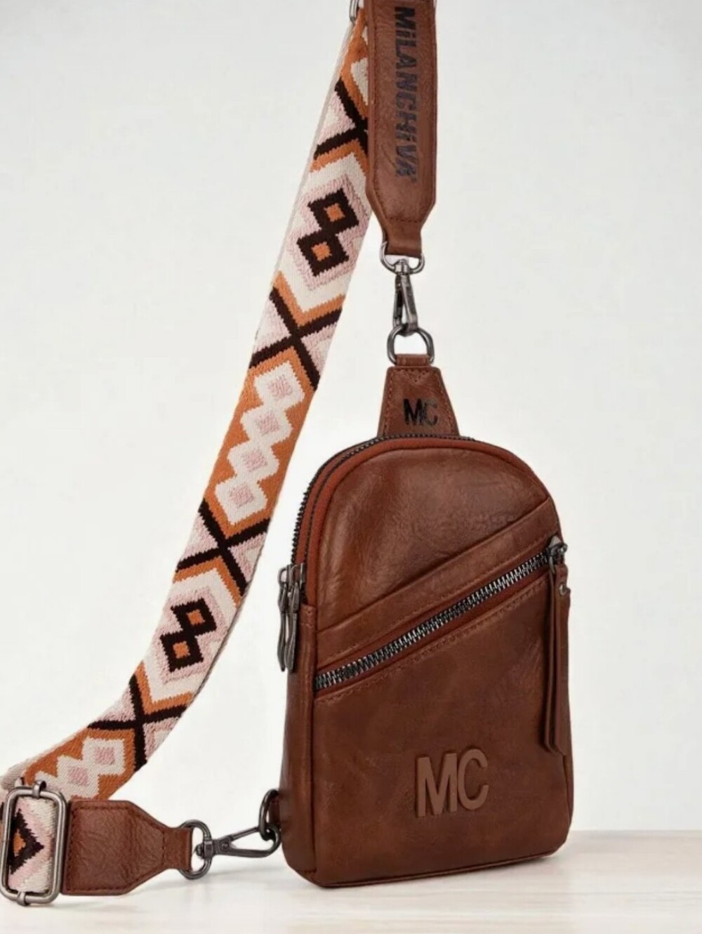 MILAGRENIUM Brown Leather Crossbody Sling Bag NWT